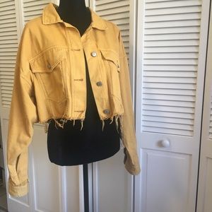 Urban Outfitters Yellow jean cropped jacket😻💛